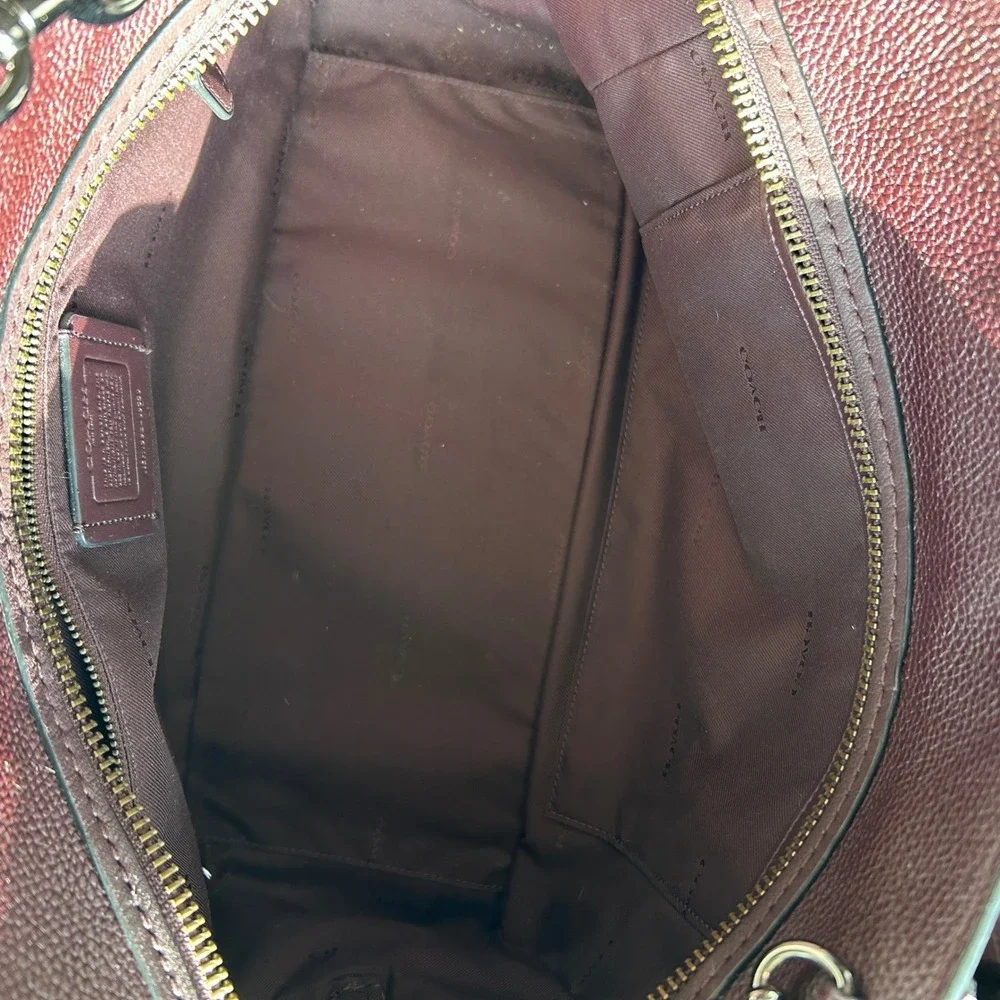 Coach Dreamer 36 Satchel Oxblood Burgundy Pebbled Leather Handbag Gunmetal Large